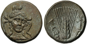Lucania, Metapontion, Bronze, c. 300-250 BC; ... 