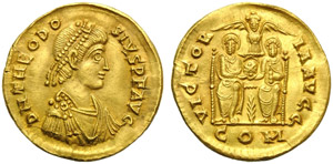 Teodosio I (379-395), Solido, Mediolanum, ... 