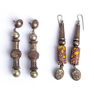 TWO PAIRS OF METAL AND BEADS EARRINGSMaasai9 ... 