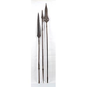 THREE IRON AND WOOD SPEARS170 cm ... 