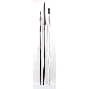 THREE IRON AND WOOD SPEARS198 cm ... 