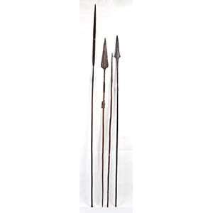 FOUR IRON, WOOD AND COPPER SPEARS203 cm the ... 
