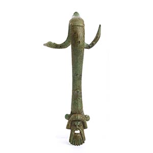 Greek bronze handle with tragic mask ... 