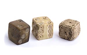 Three lead and bone dices  1st - 2nd century ... 