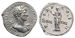 Hadrian (117-138). AR Denarius (20mm, 3.27g, ... 