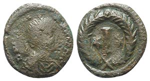 Justinian I (527-565). Æ 10 Nummi (17mm, ... 