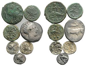 Lot of 7 Greek AR and Æ coins, to be ... 