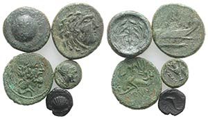 Lot of 5 Greek Æ coins, to be catalog. Lot ... 