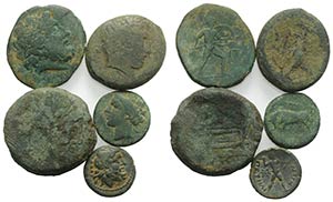 Mixed lot of 5 Æ coins, including 4 Greek ... 