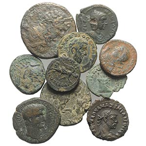Mixed lot of 10 Æ coins, including Greek, ... 