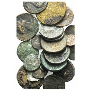 Lot of 24 mixed Æ and BI coins, including 3 ... 