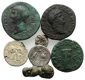 Mixed lot of 6 Æ and AR coins (Greek and ... 