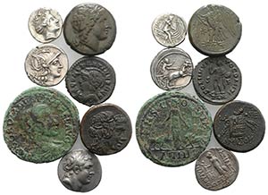 Mixed lot of 7 AR and Æ Greek and Roman ... 