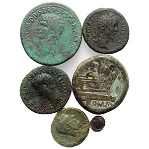 Mixed lot of 6 AR and Æ Greek and Roman ... 
