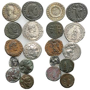 Mixed lot of 10 AR and Æ coins, including ... 