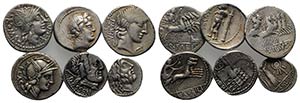 Lot of 5 Roman Republican AR coins, to be ... 