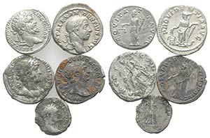 Lot of 5 Roman Imperial AR coins (4 Denarii, ... 