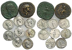 Lot of 10 Roman Imperial AR and Æ coins, to ... 