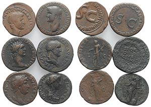 Lot of 6 Roman Imperial Æ Asses, including ... 