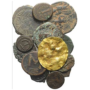 Lot of 13 Byzantine coins, including 1 AV ... 