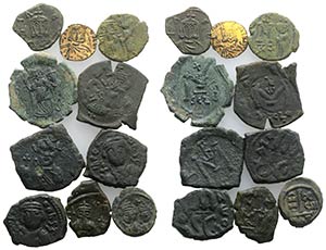 Lot of 10 Byzantine Æ coins (including a ... 