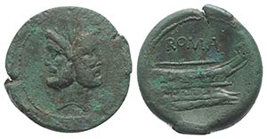 Anonymous, Rome, c. 91 BC. Æ As (26mm, ... 