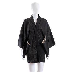 HAORI70sA silk/rayon blend black haori, 70s, ... 