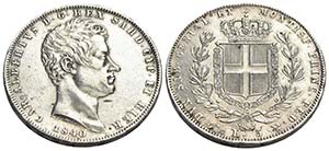 Carlo Alberto (1831-1849) - 5 Lire - 1840 G  ... 