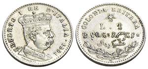 Eritrea - Lira - 1891   - AG R Pag. 635; ... 