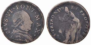 BOLOGNA - Pio VI (1775-1799) - Muraiola da 4 ... 