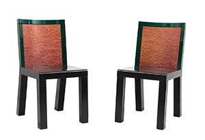 ETTORE SOTTSASS (ATTR.)  Two chairs in green ... 