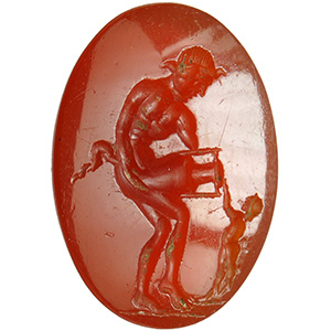 Carnelian Intaglio with Satyr and Eros ... 