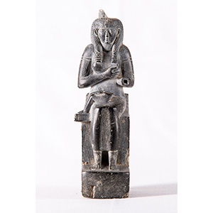 Schist statuette of Isis nursing Horus  ... 