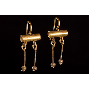 Pair of Roman gold earrings 3rd century AD; ... 