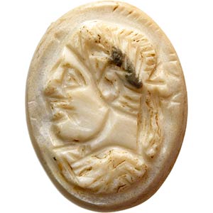A burnt agate cameo. Bust of emperor. Turned ... 