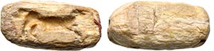 Intaglio etrusco su vago scaraboide in osso. ... 