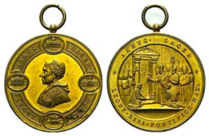 Papal, Leone XIII (1878-1903). Gilt Æ Medal ... 