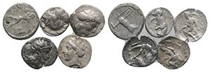 Magna Graecia, lot of 5 AR Fractions, to be ... 