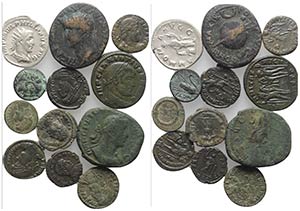 Lot of 12 Greek and Roman AR and Æ coins, ... 