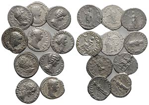 Lot of 10 Roman Imperial AR Denarii, to be ... 