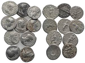 Lot of 10 Roman Imperial AR Denarii, to be ... 