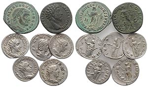 Lot of 7 Roman Imperial AR and Æ coins, to ... 