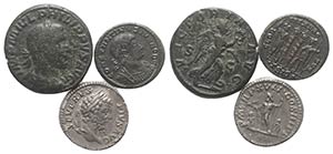 Lot of 3 Roman Imperial AR and Æ coins, to ... 