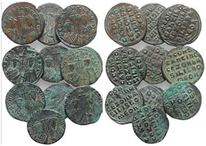 Lot of 10 Byzantine Æ Folles (Constantine ... 