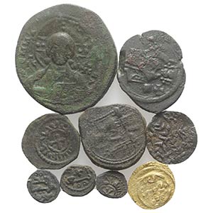 Lot of 9 Byzantine and Medieval AV and Æ ... 