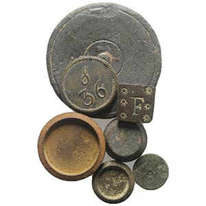 Lot of 7 Medieval-Modern bronze Weights. Lot ... 
