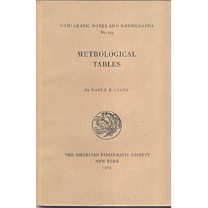 CALEY E.R. – Metrological tables. N.N.A.M. ... 