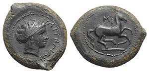 Sicily, Aitna, c. 354/3-344 BC. Æ Tetras ... 