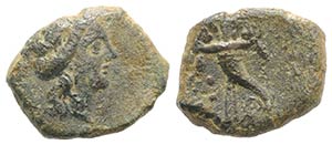 Sicily, Aitna, c. 208-205 BC. Æ Sextans ... 