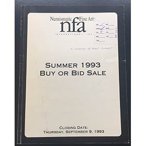 Numismatic Fine Art Auction Summer 1993 Buy ... 
